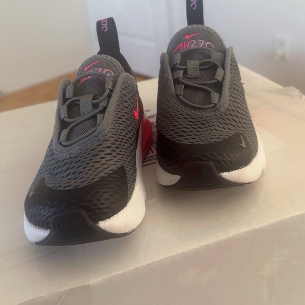 Kids Nike Air Zoom Gray and Pink Shoes